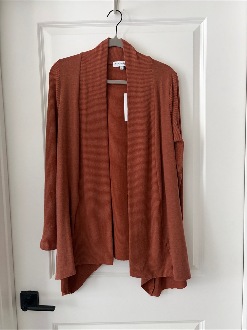 Michael Stars Rust Orange Brown Open Cardigan